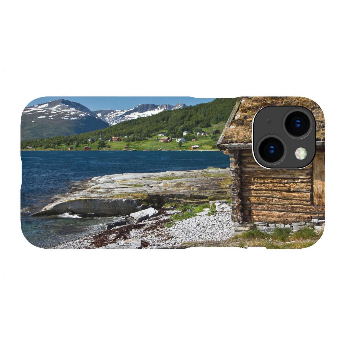 "Holzhütte am Fjord"für iPhone - Premium-Case Handyhülle artboxONE