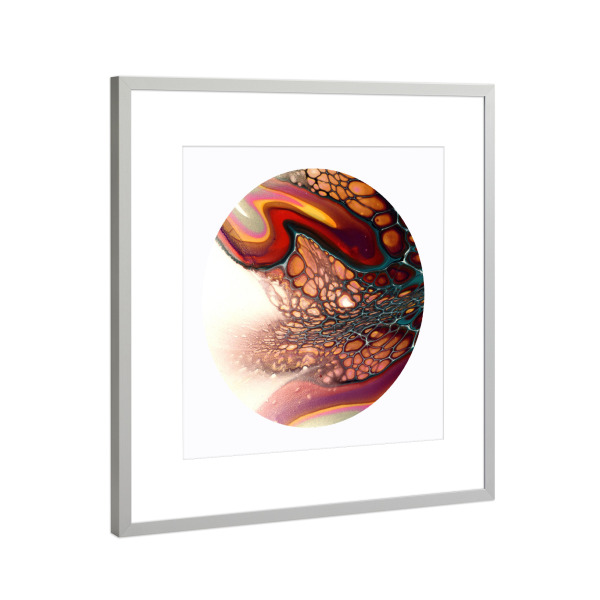 Poster mit Rahmen Silber "Bunte Zellen Kunst" artboxONE - Abstrakt