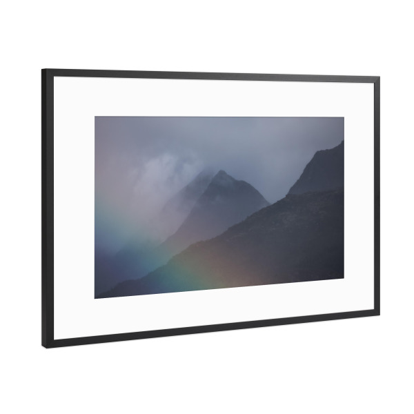 Poster mit Rahmen Schwarz (Metallic) "Lofoten Regenbogen" artboxONE - Natur