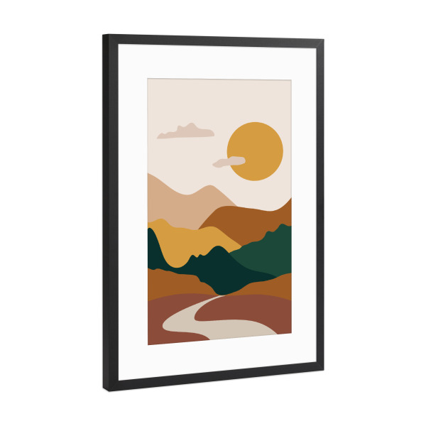Poster mit Rahmen Schwarz (Metallic) "Landscape Mountains 3 (matart)" artboxONE - Natur