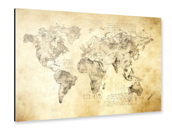 Alu-Dibond "World Map LDV (matart)" 30x20 cm artboxONE