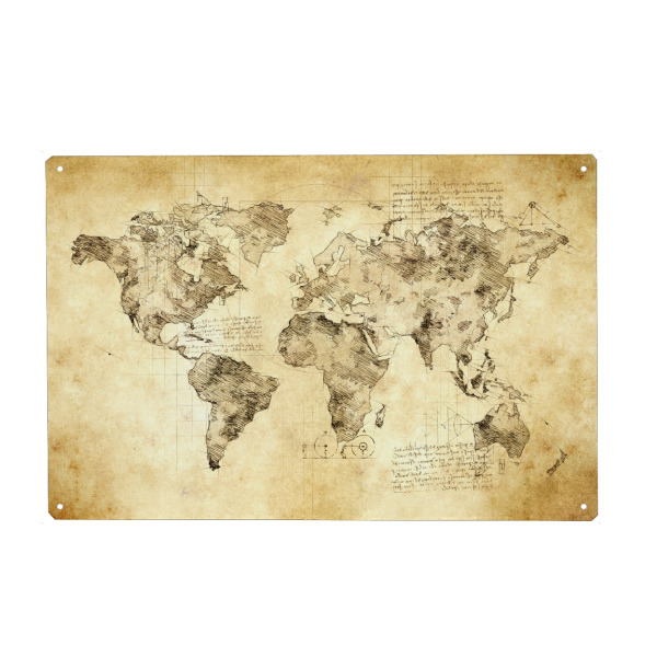 Metall Poster "World Map LDV (matart)" artboxONE - Kartografie