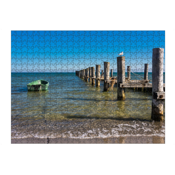 Puzzle Ravensburger "Buhne, Boot und Möwe" artboxONE - Natur,Reise,Reise / Strand und Meer