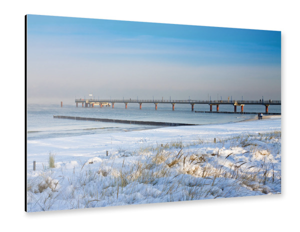 Alu-Dibond "Seebrücke und Schnee" 30x20 cm artboxONE