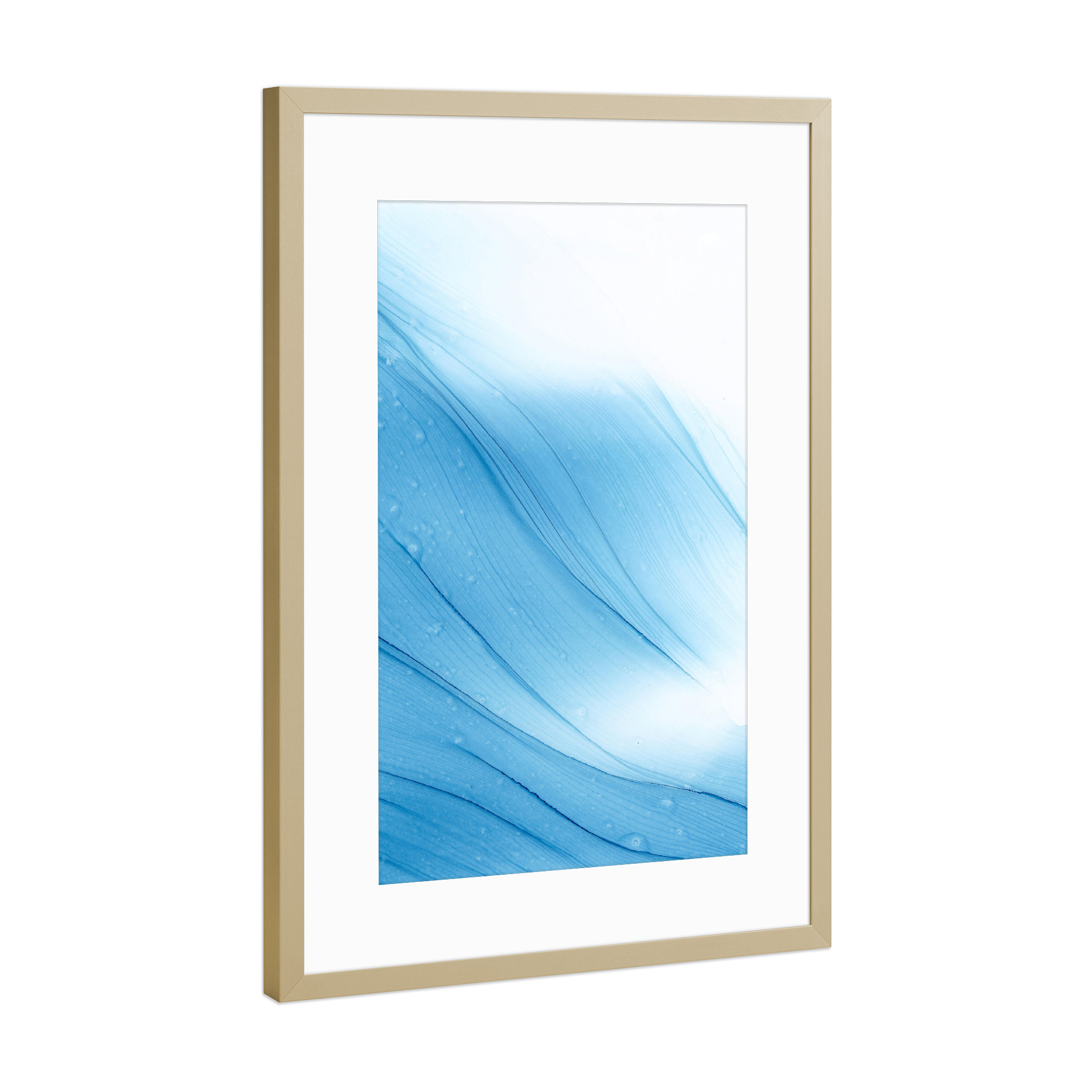 Poster mit Rahmen Gold "Blue Lines" artboxONE - Abstrakt