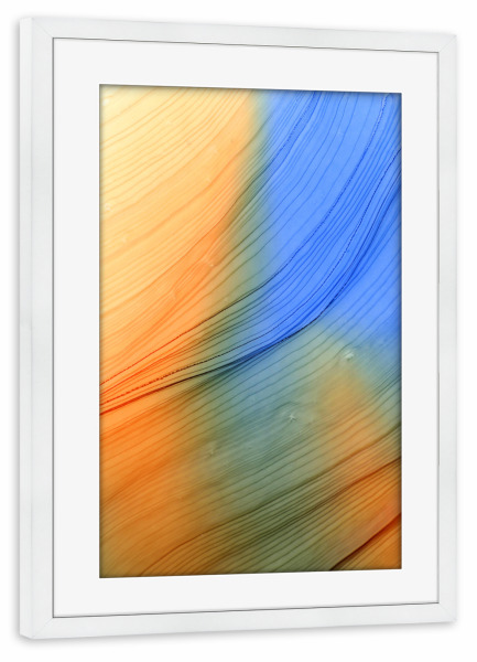 Poster mit Rahmen weiß "Licht orange n blau" artboxONE - Abstrakt
