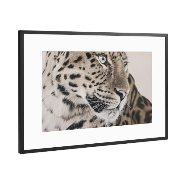 Poster mit Rahmen Schwarz (Metallic) "Leopard Love" artboxONE - Natur,Tiere