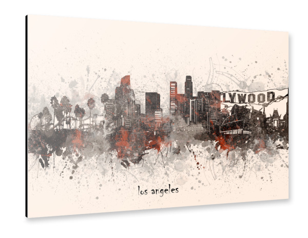 Alu-Dibond "Los angeles skyline artistic beige" 30x20 cm artboxONE