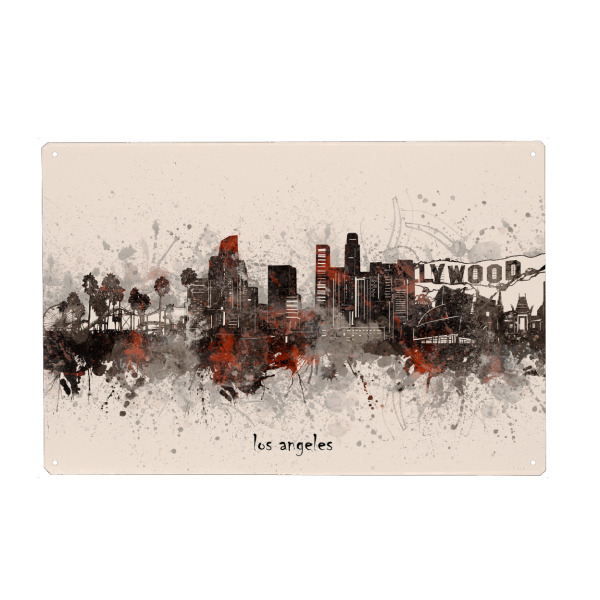 Metall Poster "Los angeles skyline artistic beige" artboxONE - Städte,Architektur,Städte / Los Angeles