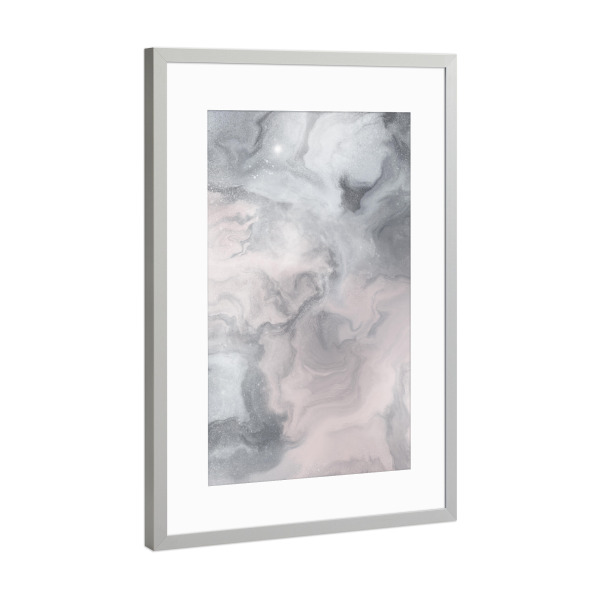 Poster mit Rahmen Silber "Beautiful Flow" artboxONE - Abstrakt,Galaxy - Galaxy,Textur,Feminin,Marbling,Marmor,Marble,Abstract,Abstrakt