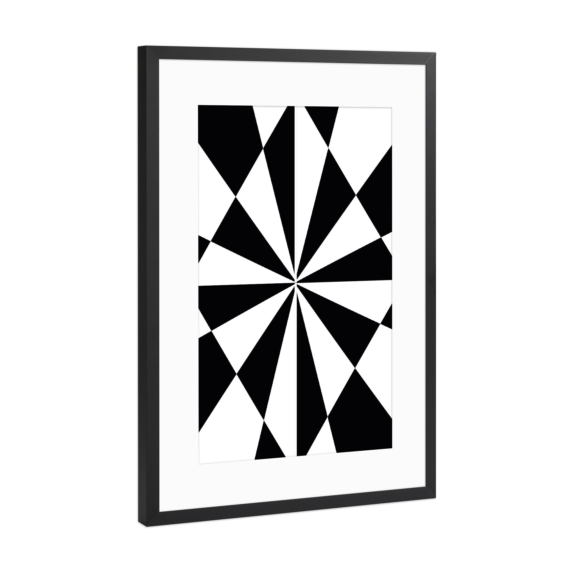 Poster mit Rahmen Schwarz (Metallic) "OP ART rhombus" artboxONE - Abstrakt,Schwarzweiß,Geometrie
