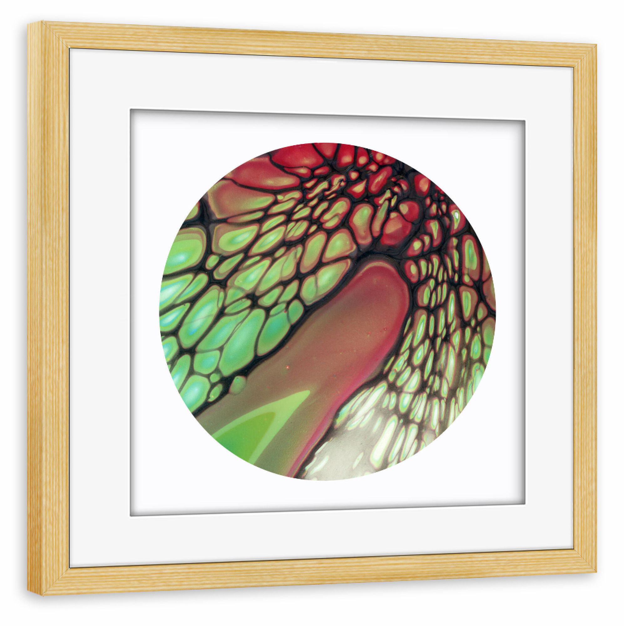 Poster mit Rahmen kiefer "Green n Red Bloom" artboxONE - Abstrakt