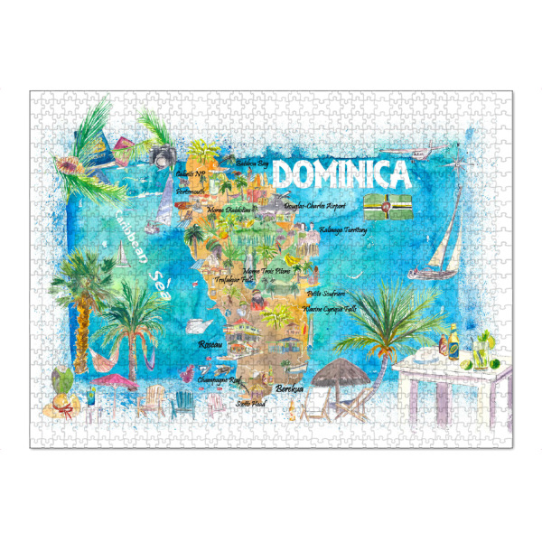 Puzzle Ravensburger "Dominica Antilles Illustrated Map" artboxONE - Reise,Reise / Strand und Meer,Kartografie