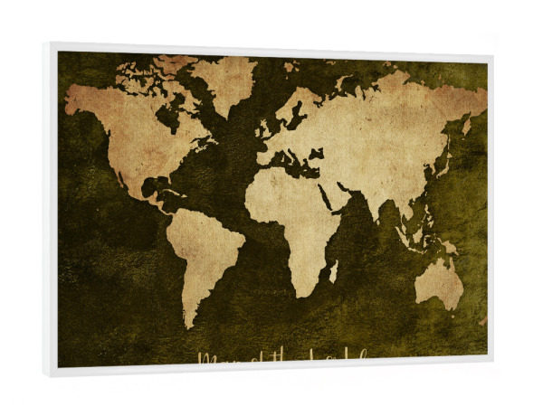 Poster mit weißem Rahmen "World Map - Brown 2 (matart)" artboxONE - Abstrakt,Kartografie