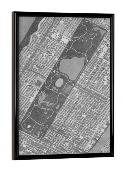 Poster mit schwarzem Rahmen "Gray vintage map of Central Park" artboxONE - Kartografie