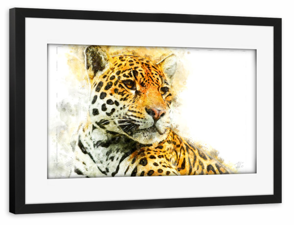 Poster mit Rahmen schwarz "Leopard Porträt" artboxONE - Natur,Tiere,Reise / Afrika