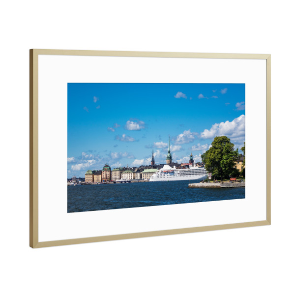 Poster mit Rahmen Gold "Blick auf Stockholm" artboxONE - Natur,Reise,Architektur,Reise / Länder,Städte / Stockholm