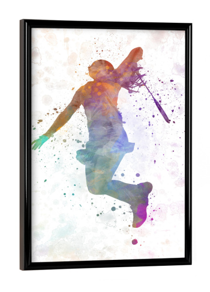 Poster mit schwarzem Rahmen "Badminton in watercolor woman" artboxONE - Sport - Sport,Sports,Color,Illustration,Requeta,Badminton,Woman,Ball