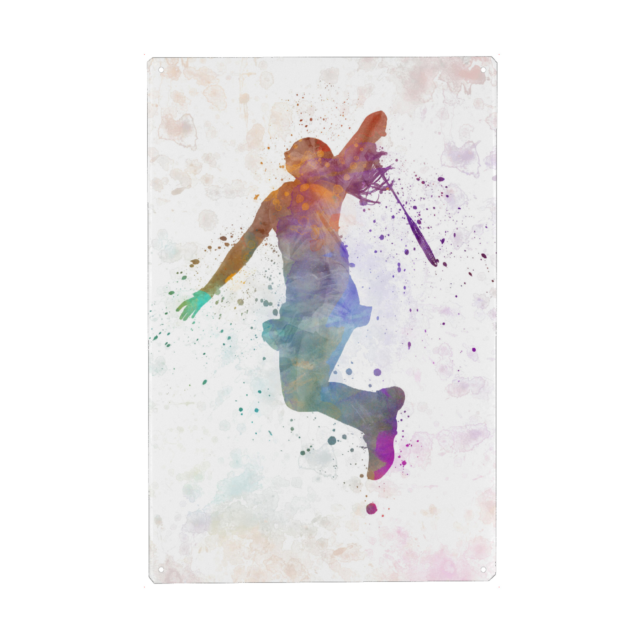 Metall Poster "Badminton in watercolor woman" artboxONE - Sport - Sport,Sports,Color,Illustration,Requeta,Badminton,Woman,Ball - Blechschild