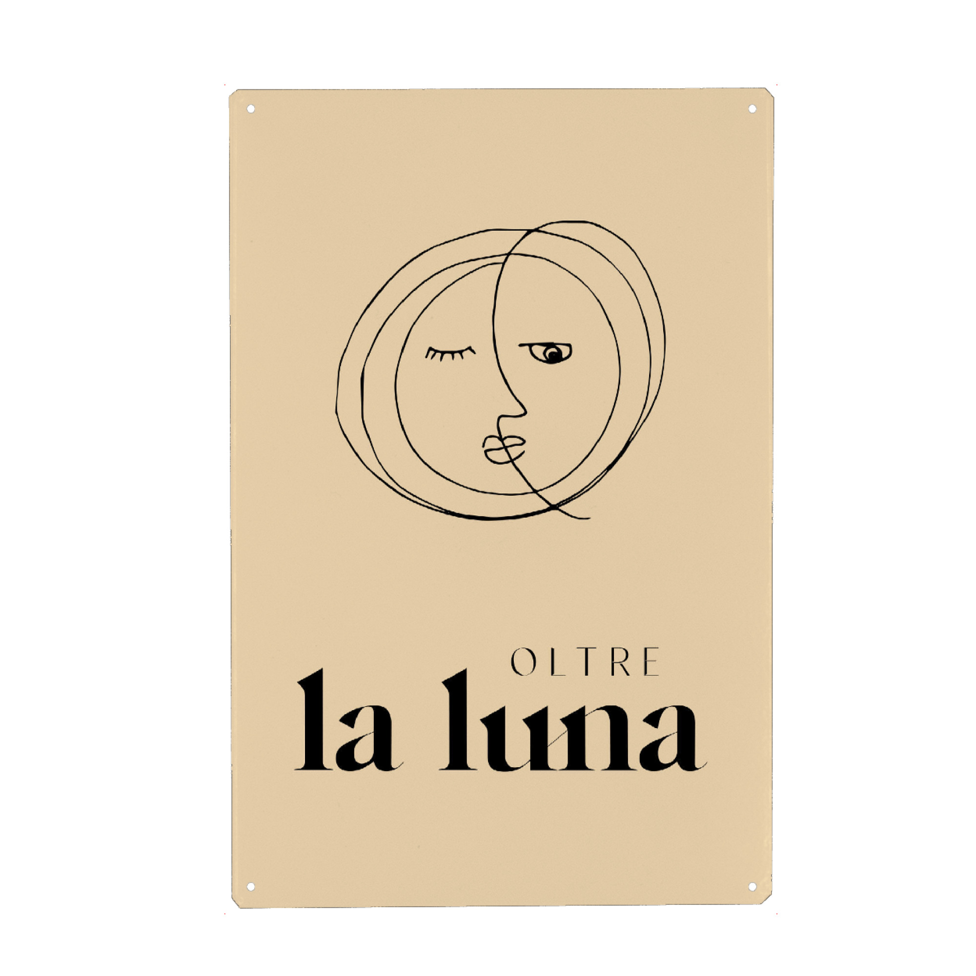 Metall Poster "La Luna Italian Moon Illustration" artboxONE - Typografie,Für Kinder,Galaxy