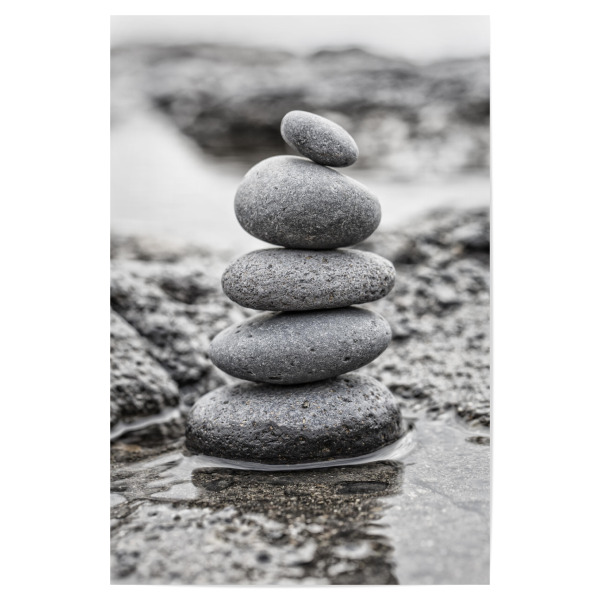 Poster 30x20 cm "Steinturm an der Felsenküste" artboxONE - Schwarzweiß,Reise / Strand und Meer