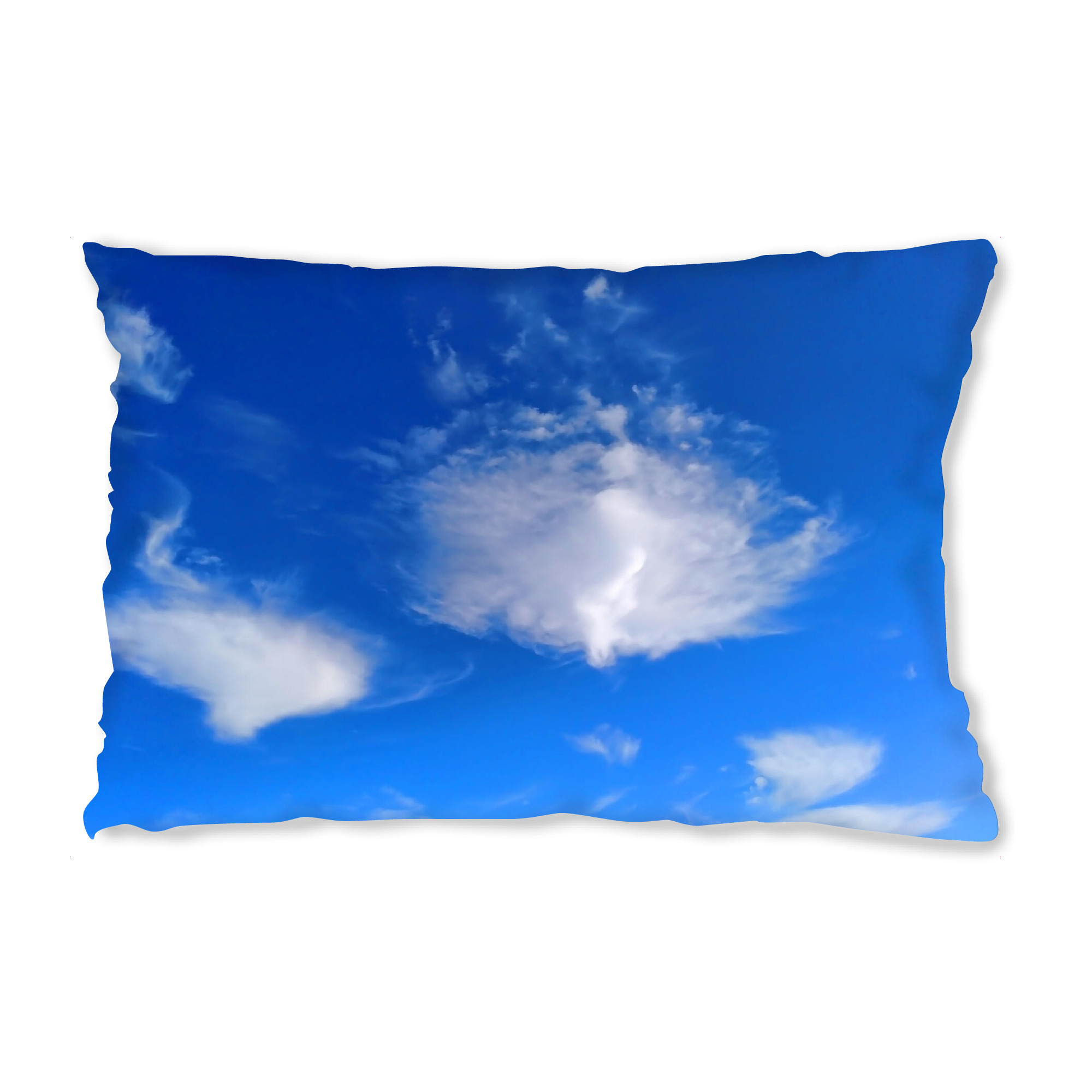 Design-Kissen "Geheimnisvolle Wolken" artboxONE - Natur,Reise - Himmel,Wolke,Blau,Weiss,Geheimnis,Ufo,Schleier,Soft,Weich,Fliegen,Sky