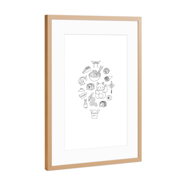 Poster mit Rahmen Kupfer "Asian food white" artboxONE - Reise,Für Kinder,Essen & Trinken,Für Mama,Für Papa