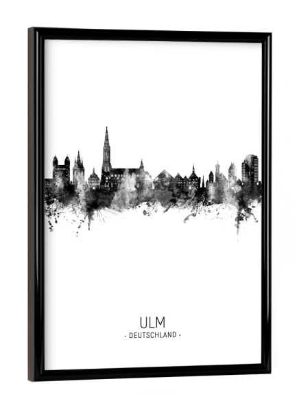 Poster mit schwarzem Rahmen "Ulm Germany Skyline BW" artboxONE - Städte,Schwarzweiß