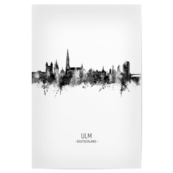 Poster 30x20 cm "Ulm Germany Skyline BW" artboxONE - Städte,Schwarzweiß