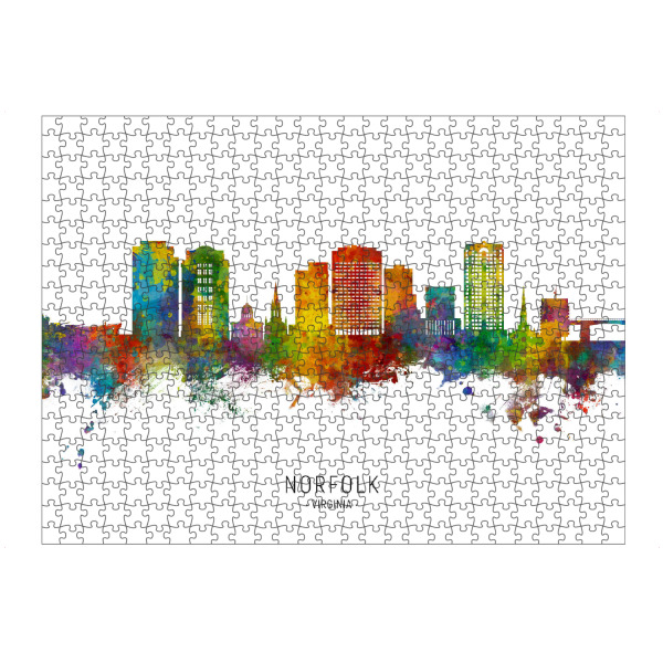 Puzzle Ravensburger "Norfolk Virginia Skyline txt" artboxONE - Städte