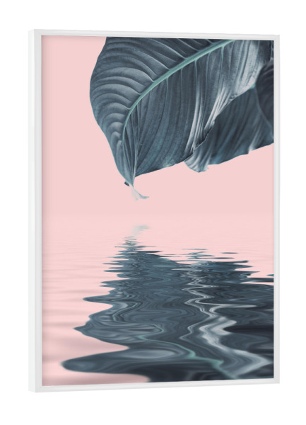 Poster mit weißem Rahmen "Water And Leaf Zen Art" artboxONE - Natur