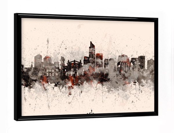 Poster mit schwarzem Rahmen "Oslo skyline artistic beige" artboxONE - Städte,Reise,Architektur