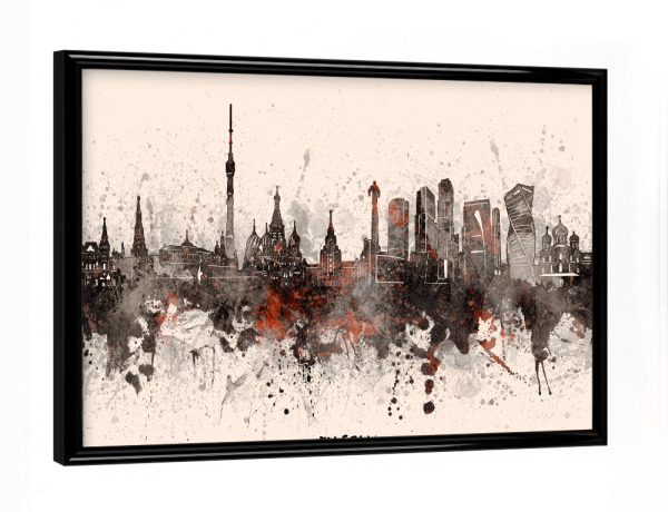 Poster mit schwarzem Rahmen "Moscow skyline artistic beige" artboxONE - Städte,Reise,Architektur