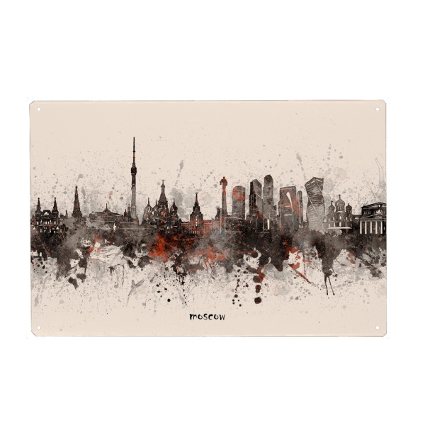 Metall Poster "Moscow skyline artistic beige" artboxONE - Städte,Reise,Architektur