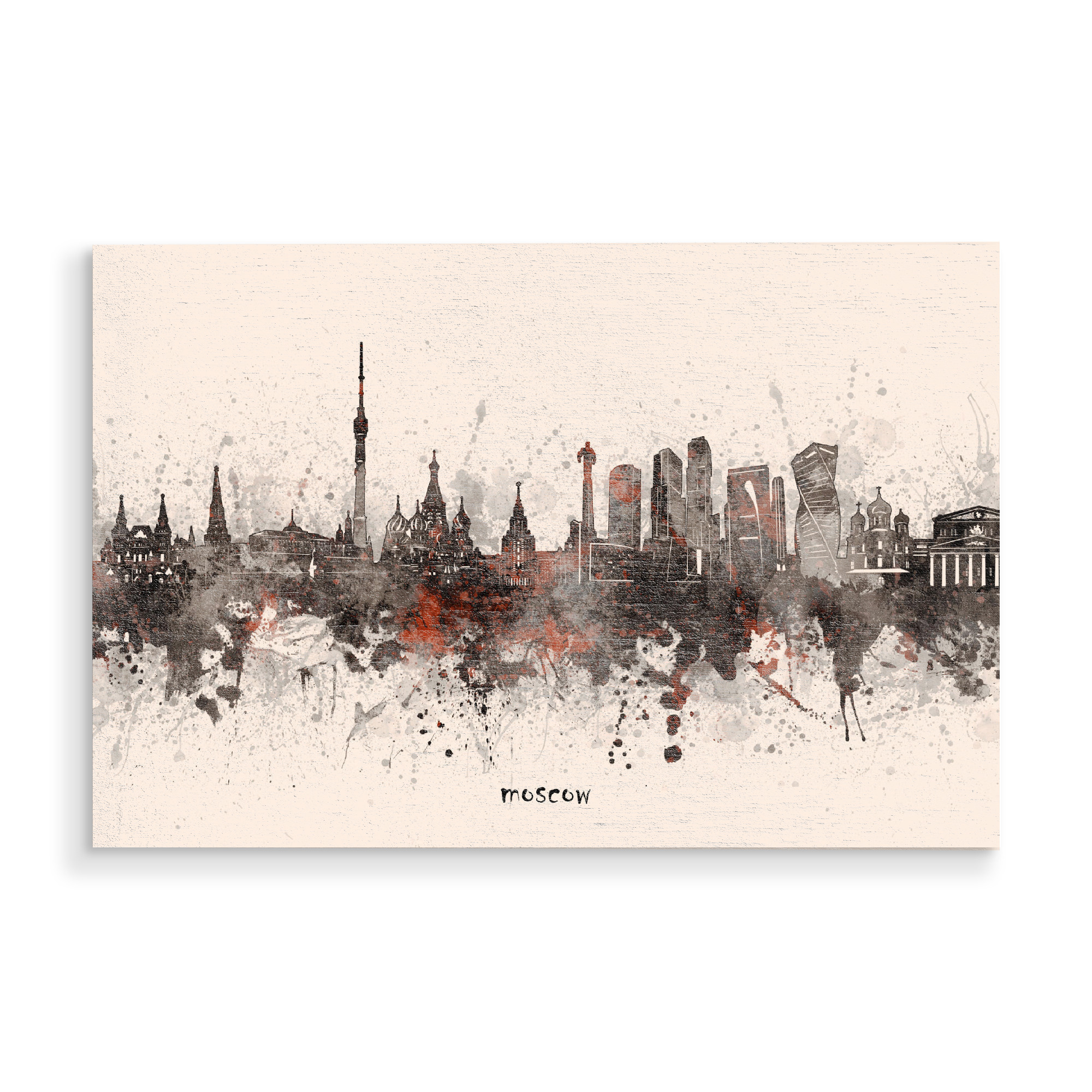 Holzbild "Moscow skyline artistic beige" artboxONE - Städte,Reise,Architektur