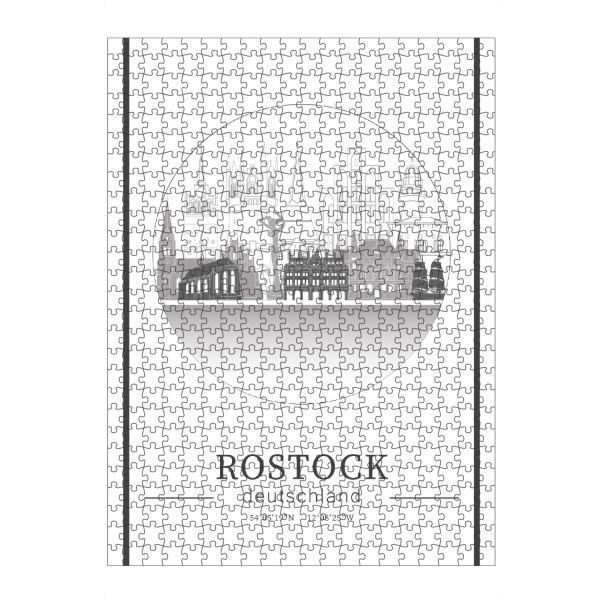 Puzzle Ravensburger "Rostock skyline line art circle" artboxONE - Städte,Reise,Architektur,Kartografie