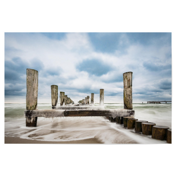 Poster 30x20 cm "Buhne, Seebrücke, Zingst" artboxONE - Natur,Reise,Architektur,Reise / Strand und Meer