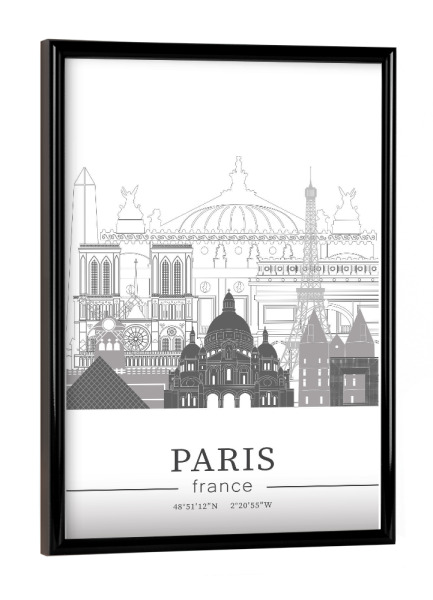 Poster mit schwarzem Rahmen "Paris skyline line art" artboxONE - Städte,Reise,Architektur,Städte / Paris,Kartografie