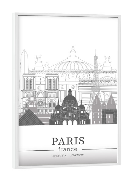 Poster mit weißem Rahmen "Paris skyline line art" artboxONE - Städte,Reise,Architektur,Städte / Paris,Kartografie