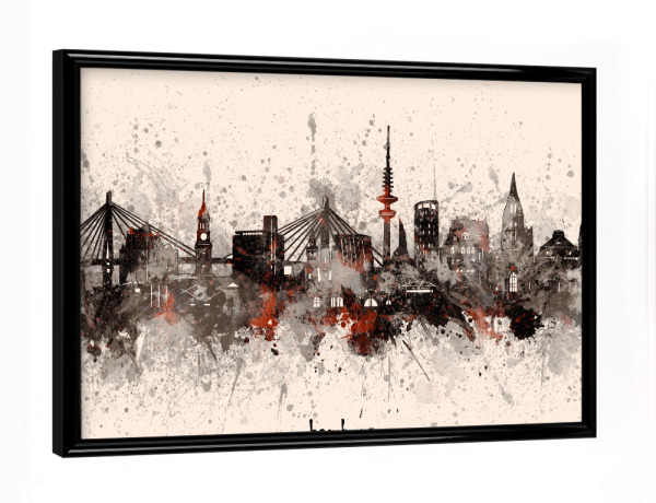 Poster mit schwarzem Rahmen "Hamburg skyline artistic beige" artboxONE - Städte,Städte / Hamburg,Reise,Architektur