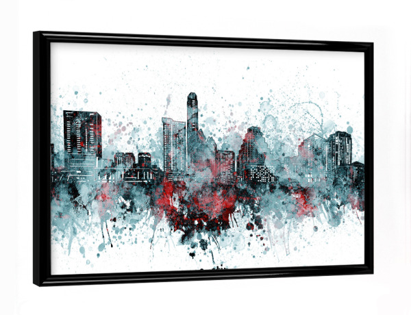 Poster mit schwarzem Rahmen "Austin skyline artistic grey" artboxONE - Städte,Reise,Architektur