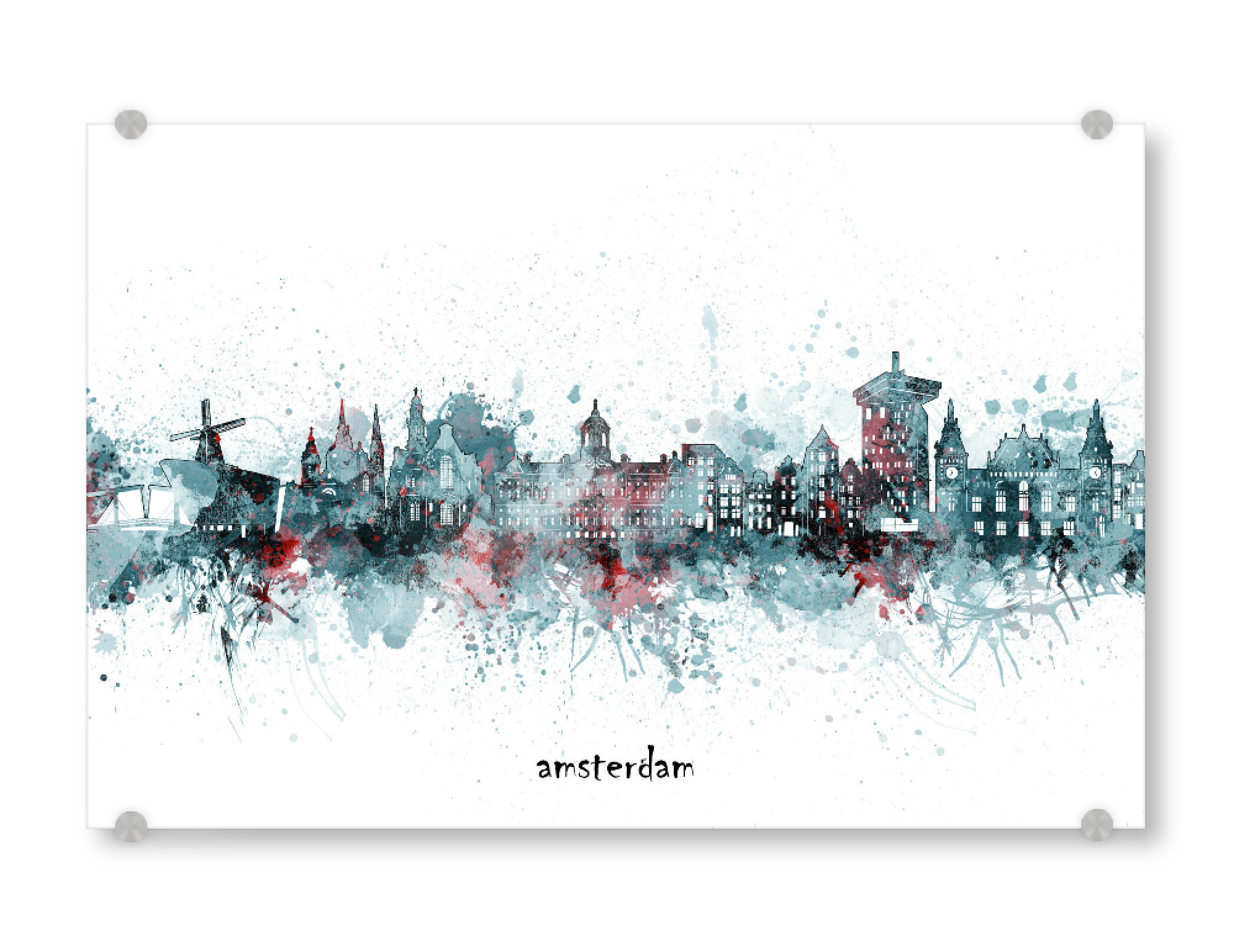Acrylglasbild "Amsterdam skyline artistic grey" artboxONE - Städte,Architektur,Städte / Amsterdam