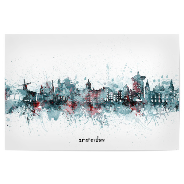 Poster "Amsterdam skyline artistic grey" artboxONE - Städte,Architektur,Städte / Amsterdam