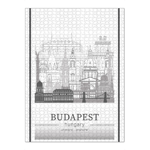Puzzle Ravensburger "Budapest skyline line art" artboxONE - Städte,Reise,Architektur,Städte / Budapest,Kartografie