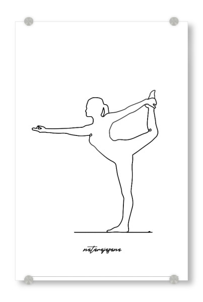Acrylglasbild "Yoga Natarajasana bw one line" artboxONE - Menschen,Sport