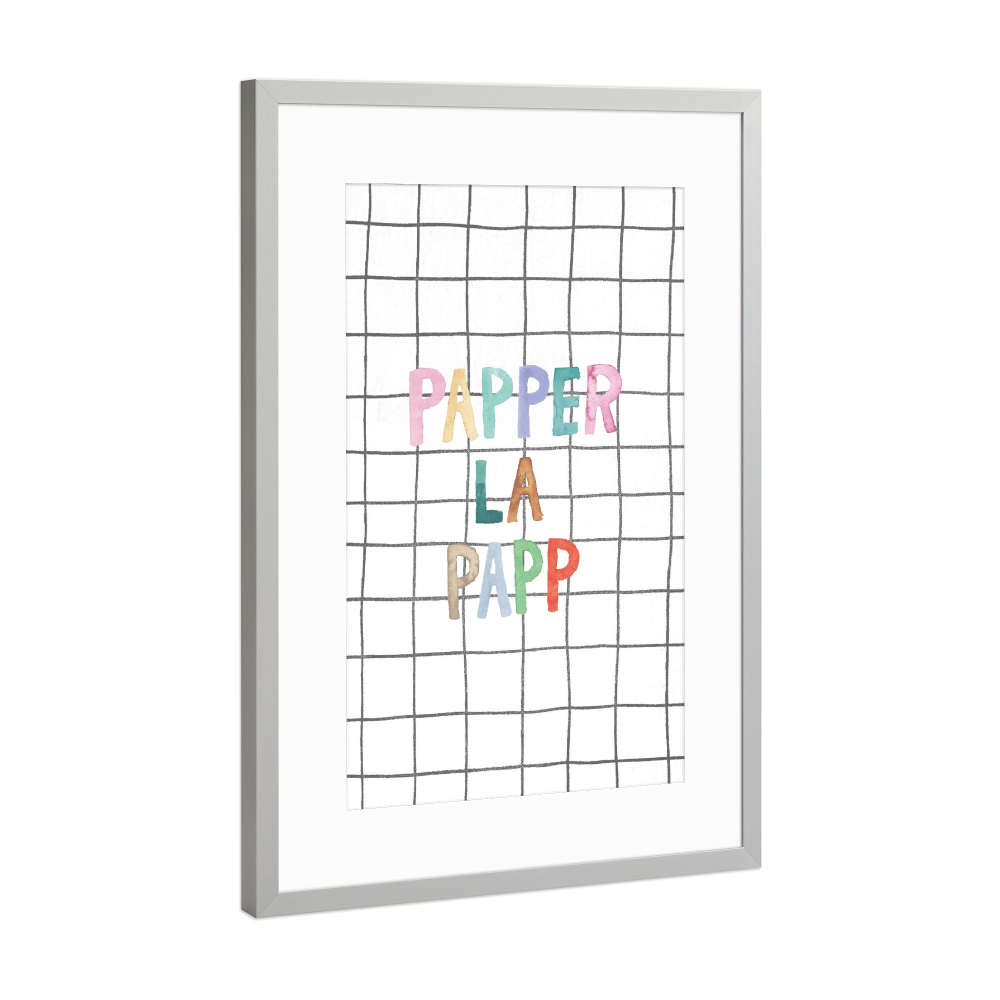 Poster mit Rahmen Silber "Papperlapapp Kariert" artboxONE - Typografie,Buchstaben