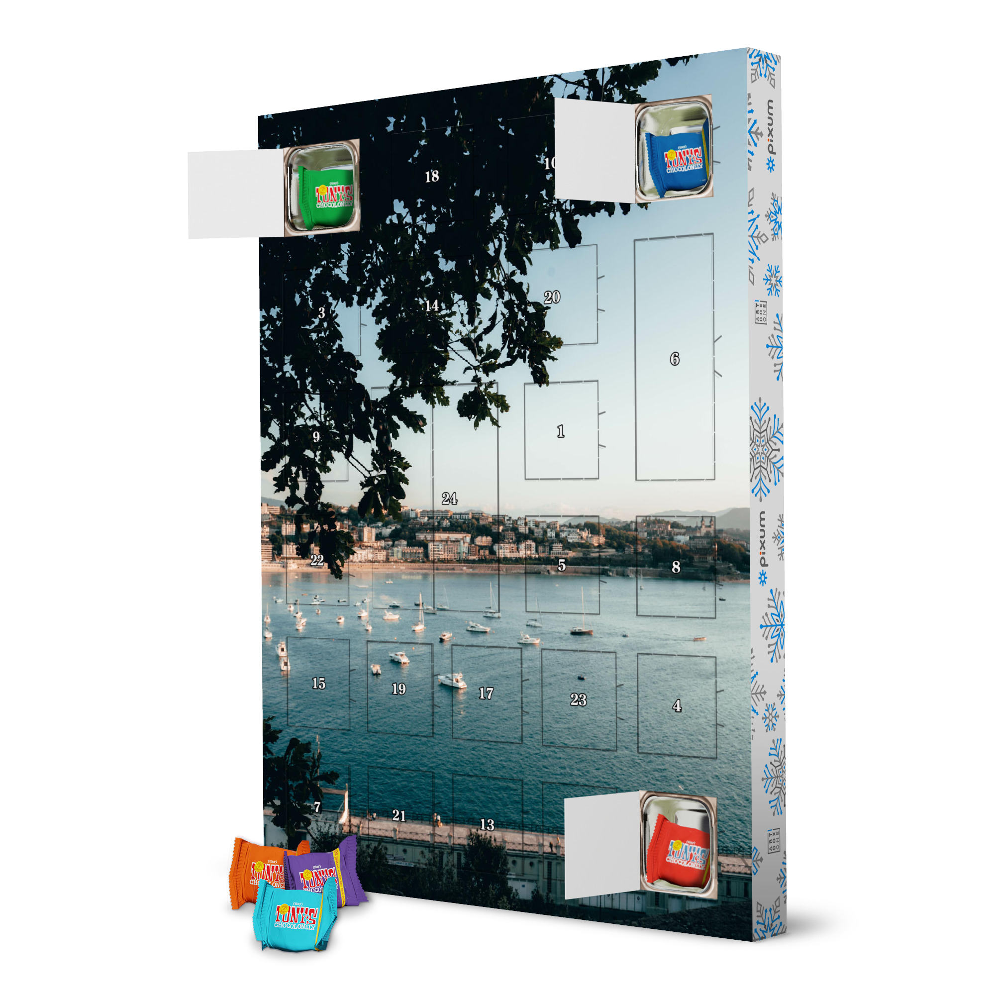 Adventskalender mit Tony's Chocolonely Hafen von San Sebastian artboxONE Adventskalender Städte