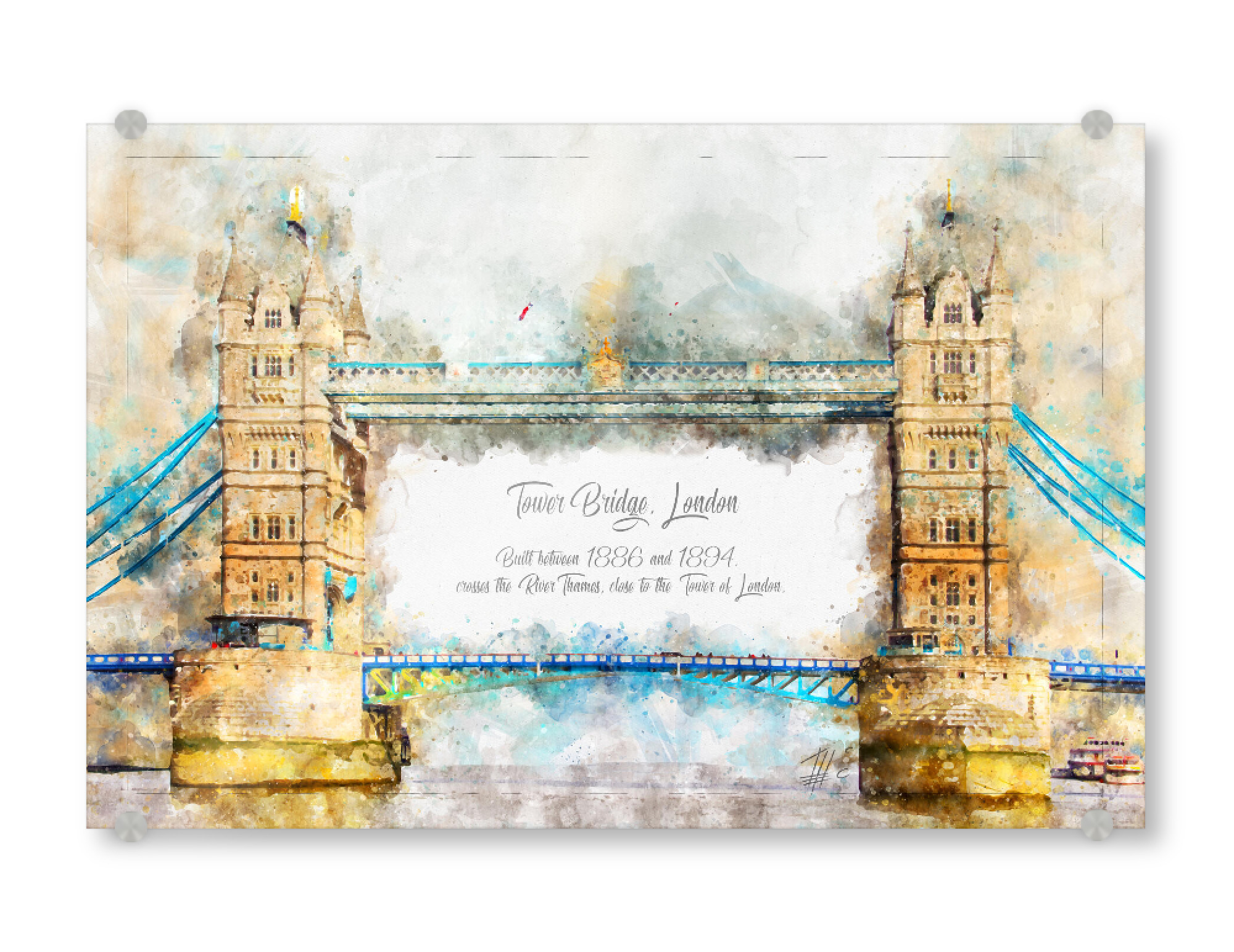 Acrylglasbild "Tower Bridge London Aquarell" artboxONE - Städte / London,Architektur,Reise / Länder