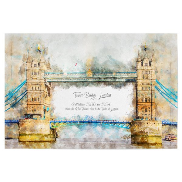 Poster 30x20 cm "Tower Bridge London Aquarell" artboxONE - Städte / London,Architektur,Reise / Länder