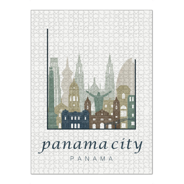 Puzzle Ravensburger "Panama City skyline light blue" artboxONE - Städte,Reise,Architektur,Kartografie